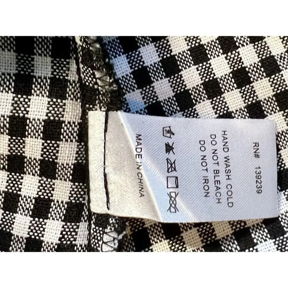 Pomander Place Black & White Gingham Puff-Sleeve Mini Dress